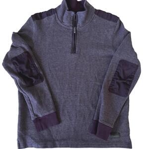 Ben Sherman Sweater Men's‎ 1/4 Zip Pullover Burgundy with Elbow Patches - Medium